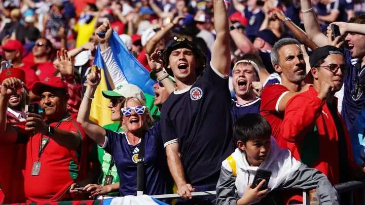 Tartan Army marches through the streets like something out of ‘Braveheart’ ahead of match with Morocco